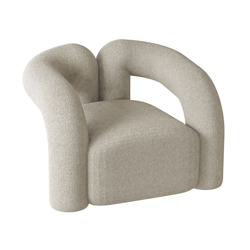 Modern White Tuxedo Arm Sofa Wool Statement Sofa for Living Room