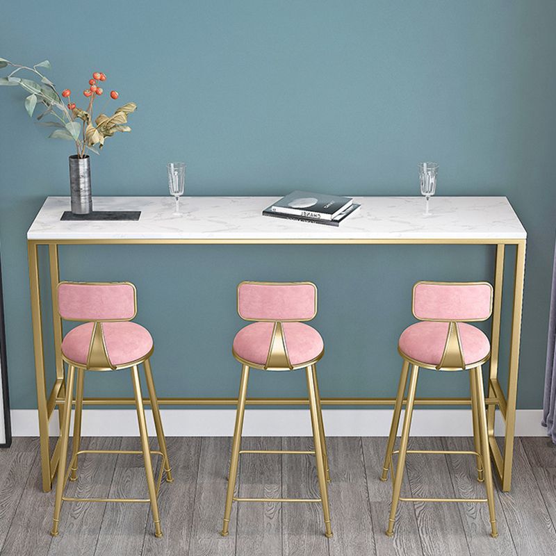 Glam Bar Height Table White Faux Marble Top Bistro Bar Table with Metal Base Clearhalo 'Bar Furniture' 'Bar Tables' 'bar_tables' 'furn' 'furn_bar_tables' 'Furniture' 'Kitchen & Dining Furniture' 1200x1200_6dc02ea8-e894-4521-aeda-d5460f45af76