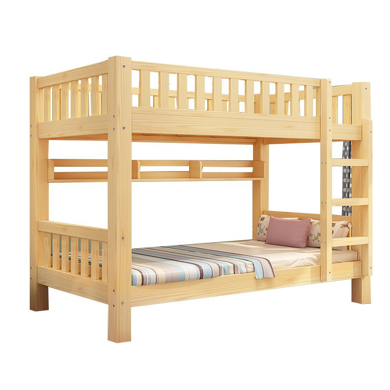 Cama litera de madera sólida cama de madera de goma contemporánea con cabecera