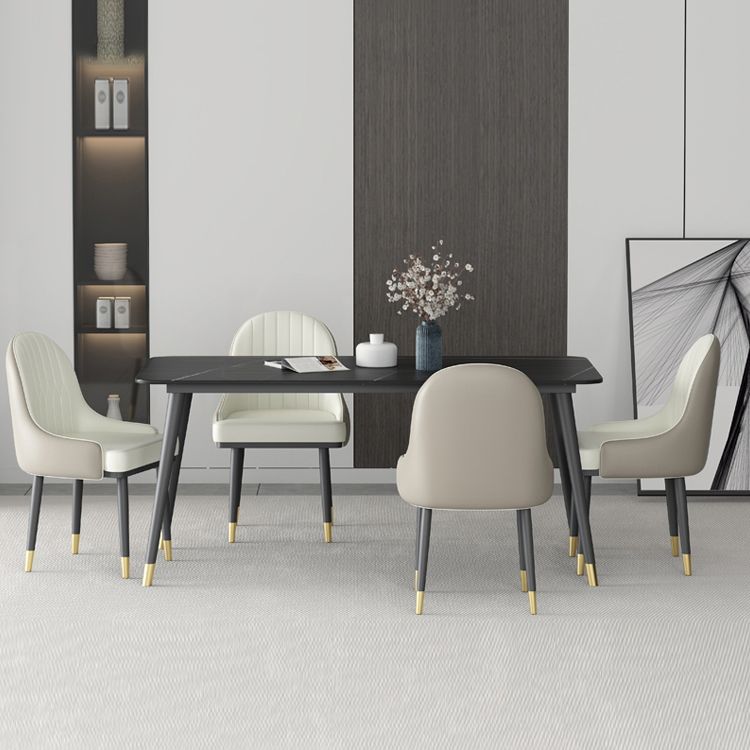 長方形のダイニングテーブルセット1/5/7 PCS布張りの椅子付きの焼結石ダイニングテーブル