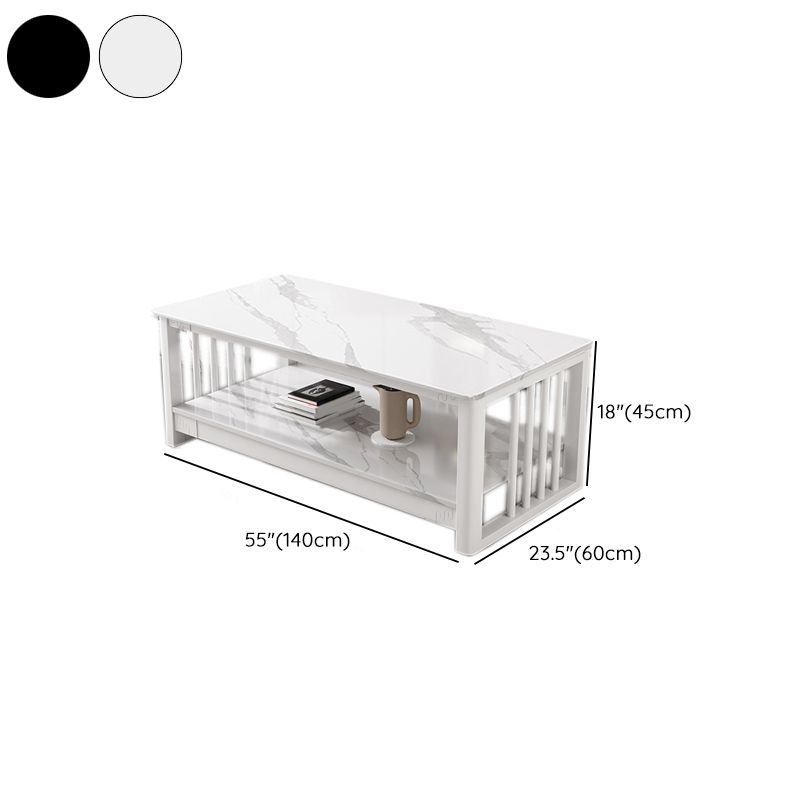 Slate 4 Legs Coffee Table Rectangle Single Coffee Table with Shelf Clearhalo 'Coffee & Accent Tables' 'Coffee Tables' 'coffee_tables' 'furn' 'furn_coffee_tables' 'Furniture' 'Living Room Furniture' 1200x1200_6dc1871e-4c96-49ce-be4c-fe2e61e8cf97