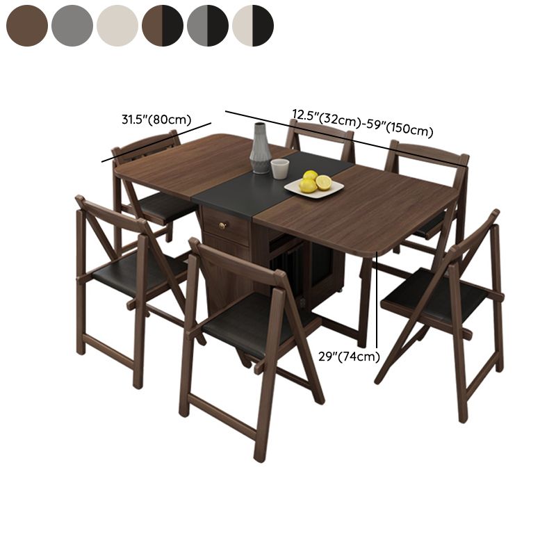 3/5/7 Pieces Modern Folding Solid Wood Multi Purpose Dining Set for Home Clearhalo 'Dining Room Sets' 'Dining Tables & Seating' 'dining_room_set' 'furn' 'furn_dining_room_set' 'Furniture' 'Kitchen & Dining Furniture' 1200x1200_6dc1a532-771f-47bd-958d-b41d65a4f903