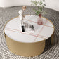 Mesa de centro con tapa de piedra Glam y mesa de cóctel redonda con base de tambor de acero
