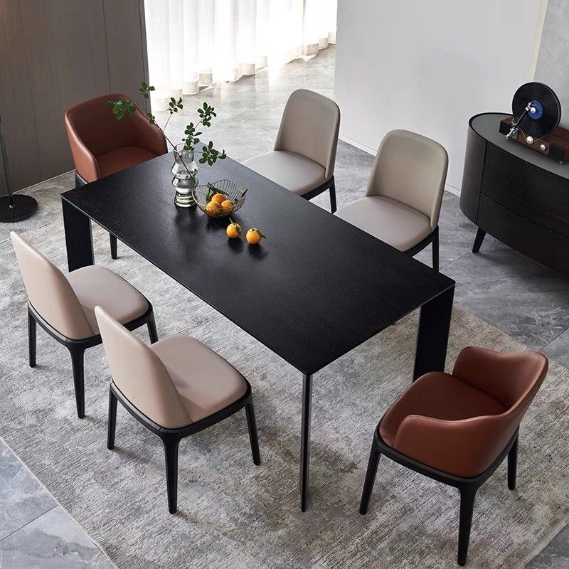 Modern Pine Wood Table for Restaurant Rectangle Black Dining Table with 4 Legs Clearhalo 'Dining Tables & Seating' 'Dining Tables' 'dining_table' 'furn' 'furn_dining_table' 'Furniture' 'furniture_dining_table' 'Kitchen & Dining Furniture' 'kitchen' 'kitchen_dining_table' 1200x1200_6dc20dea-34cf-4413-801c-bce18d90ceda