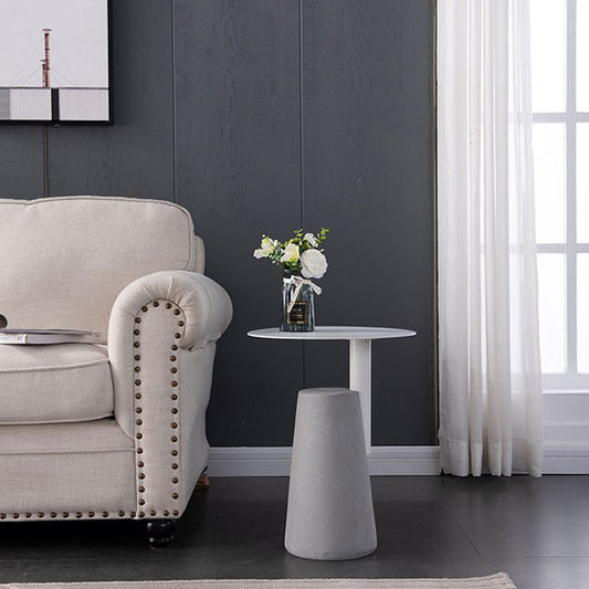 Tavolo di estremità superiore in ferro rotondo in calcestruzzo di divano di divano tavolo accento laterale