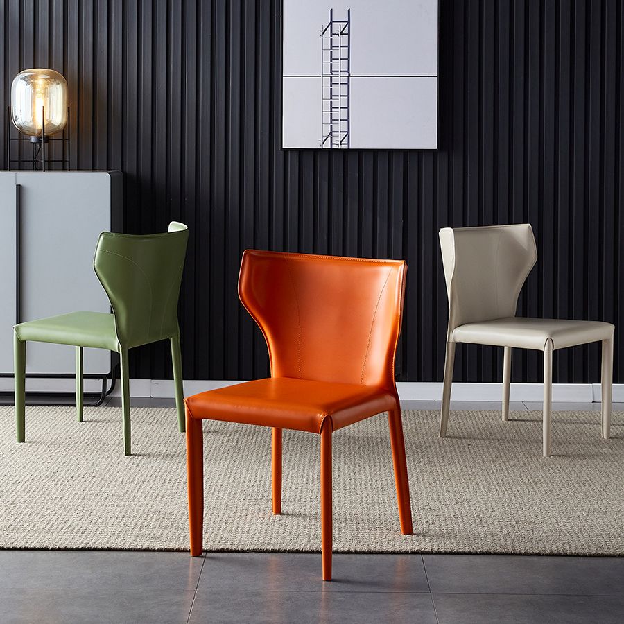 Contemporary Leather Dining Armless Chair Wingback Side Chair for Home Use Clearhalo 'Dining Chairs' 'Dining Tables & Seating' 'dining_chair' 'furn' 'furn_dining_chair' 'Furniture' 'furniture_dining_chair' 'Kitchen & Dining Furniture' 1200x1200_6dc26412-072c-432c-ab55-8f85809fb5a2