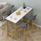 Bistro-Bartisch mit Holzplatte, rechteckiger Bartisch mit goldfarbener Basis für zu Hause