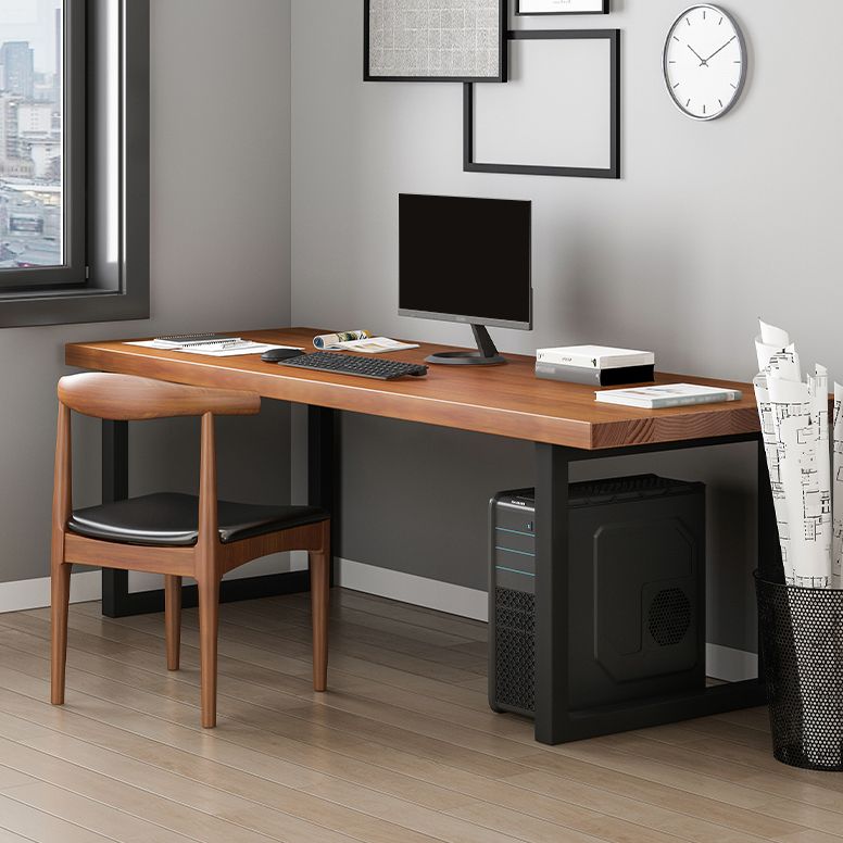 Rectangular Solid Wood Desk with Pine Wood Top and Black Legs Clearhalo 'Furniture' 'furniture_office_desk' 'Office Desks' 'Office Furniture' 'office_desk' 1200x1200_6dc2e27d-1f70-4440-a1b6-43f4b6b5f14a