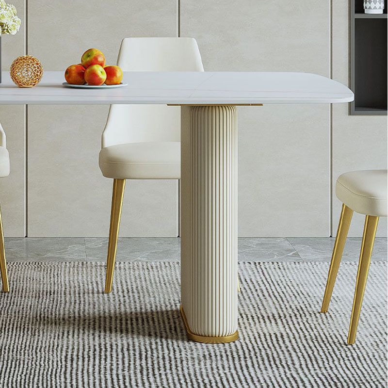 Stone Top Esstisch zeitgenössischer Rechtecktisch mit Schlittenbasis