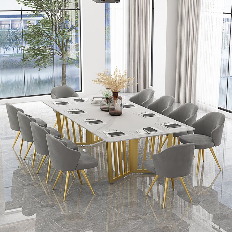 Glam Style Rectangular Office Desk White Top Writing Desk with Sled Base Clearhalo 'furn' 'furn_office_desk' 'Furniture' 'furniture_office_desk' 'Office Desks' 'Office Furniture' 'office_desk' 1200x1200_6dc77930-4a74-4f10-8390-5889b3b583e0