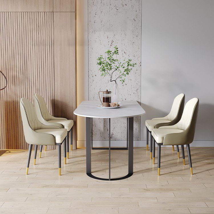 Simplicity Style Furniture Double Pedestal Stone Dining Site Table for Home Clearhalo 'Dining Tables & Seating' 'Dining Tables' 'dining_table' 'furn' 'furn_dining_table' 'Furniture' 'furniture_dining_table' 'Kitchen & Dining Furniture' 'kitchen' 'kitchen_dining_table' 1200x1200_6dc97b77-b28e-404a-a811-62891ed6c568