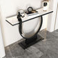 Glam Rectangle Console Table 31.5" Tall Stone Accent Table with 1 Shelf