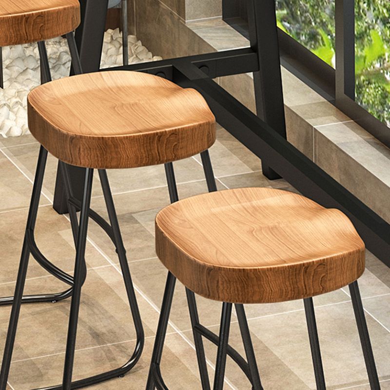 Modern Solid Wood Dining Stools Armless Barstools with Footrest