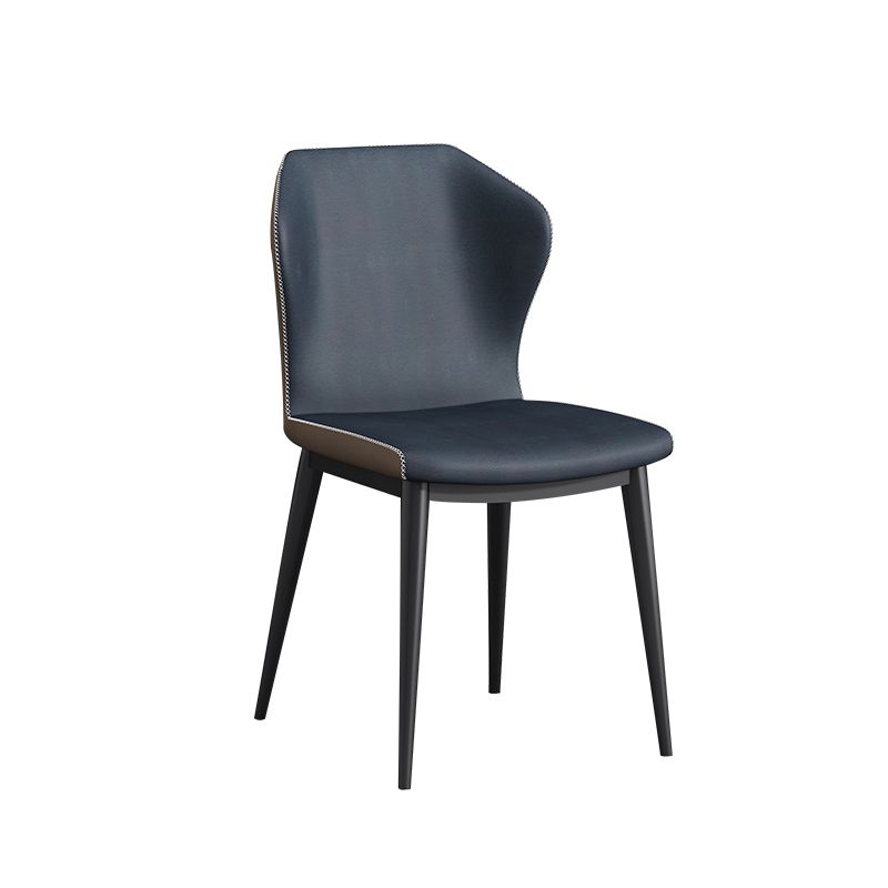 Contemporary Metal Dining Room Chairs Faux Leather Dining Armless Chairs (Set of 4) Clearhalo ' kitchen&dining_furn' 'Dining Chairs' 'Dining Tables & Seating' 'dining_chair' 'furn' 'furn_dining_chair' 'Furniture' 'furniture_dining_chair' 'Kitchen & Dining Furniture' 'kitchen' 1200x1200_6dd0aa11-75ce-42a7-9085-550797a42793