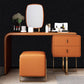 Luxurious Leather Vanity Makeup Table Set 2 Drawers Vanity Table with Mirror & Stool
