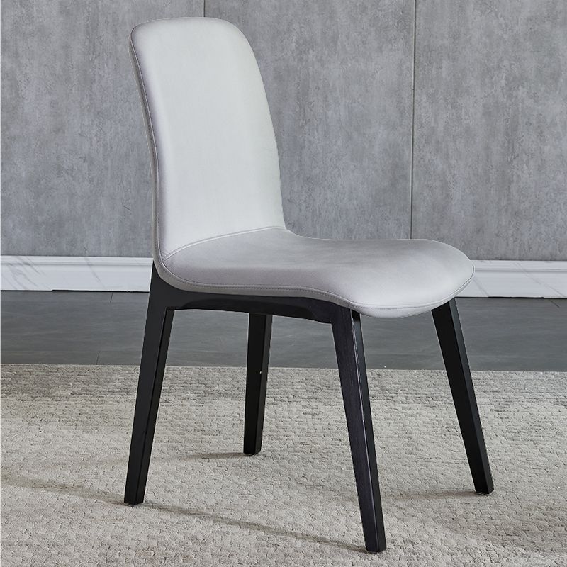 Minimalist Design PU Leather Dining Chairs Solid Back Chair with Wooden Legs Clearhalo 'Dining Chairs' 'Dining Tables & Seating' 'dining_chair' 'furn' 'furn_dining_chair' 'Furniture' 'furniture_dining_chair' 'Kitchen & Dining Furniture' 1200x1200_6dd349e7-e500-4fd4-9dbf-4cf4174e8843