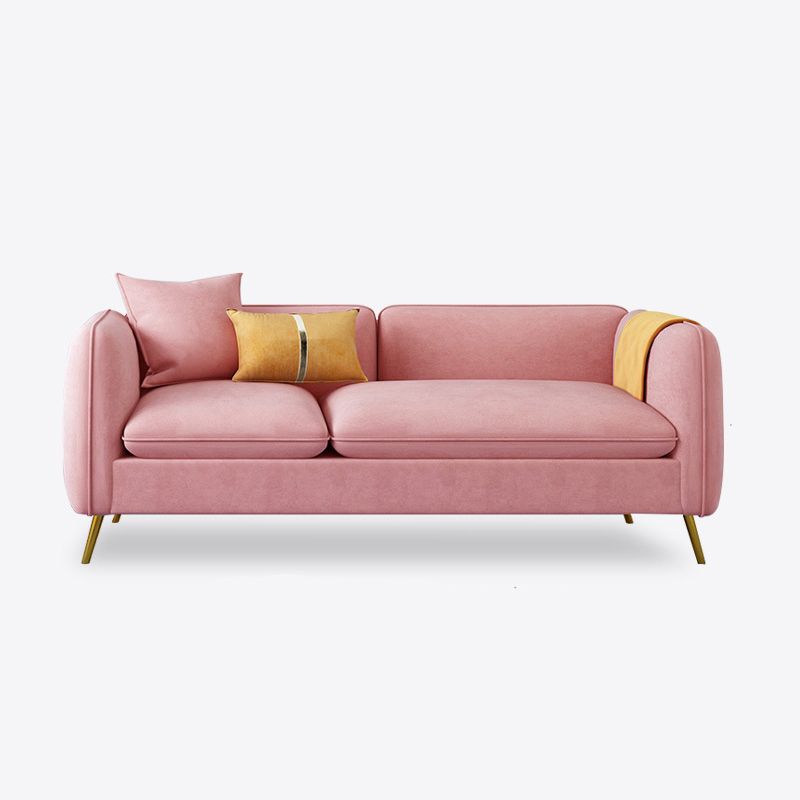 with 2 Pillows Tuxedo Arm Sofa 30.3" D X 26.38" H Velvet Cushions Sofa Clearhalo 'furn' 'furn_sofas' 'Furniture' 'furniture_sofas' 'kitchen' 'kitchen_sofas' 'Living Room Furniture' 'Sofa' 'sofas' 1200x1200_6dd377a9-2f74-49f5-81bd-f85feb58f691