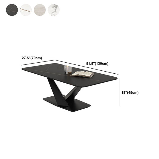 Glam 17.7" H Rectangle Slate Coffee Table Metal Abstract Cocktail Table