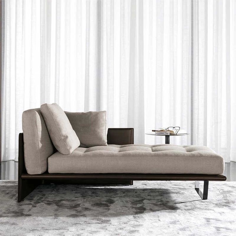 Wood and Leather Frame Cushioned Chaise Lounge Couch - 66.9" W Clearhalo 'Chairs & Seating' 'Chaise Lounge' 'chaise_lounge' 'furn' 'furn_chaise_lounge' 'Furniture' 'Living Room Furniture' 1200x1200_6dd8281c-0279-4e66-8cff-adf88b6ada0c