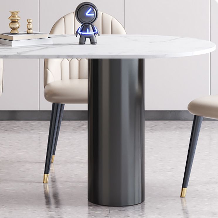 Contemporary Dining Table Sintered Stone Table with 3 Black Legs for Dining Clearhalo ' dining_table' 'Dining Tables & Seating' 'Dining Tables' 'Furniture' 'furniture_dining_table' 'Kitchen & Dining Furniture' 'kitchen&dining_furn' 'kitchen' 'kitchen_dining_table' 1200x1200_6dd89c88-28cb-4b47-9e66-758b980d8c0f