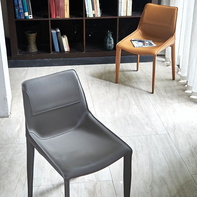 Dining Room Leather Modern Indoor-Outdoor Chair Armless Solid Back Chair Clearhalo ' kitchen&dining_furn' 'Dining Chairs' 'Dining Tables & Seating' 'dining_chair' 'furn' 'furn_dining_chair' 'Furniture' 'furniture_dining_chair' 'Kitchen & Dining Furniture' 'kitchen' 1200x1200_6dd967a7-a4bc-4337-b513-f2cecd18f93a