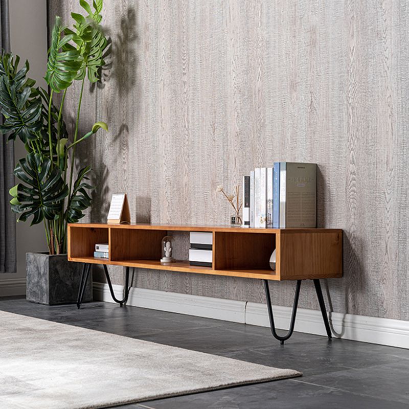 17,72 "H TV Stand Scandinavian Brown Open Storage TV Console per soggiorno