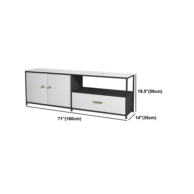Consola de TV de piedra y metal consola contemporánea de medios de televisión