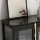 Glam Black Sideboard Clear Doors Glasser Server per soggiorno per soggiorno