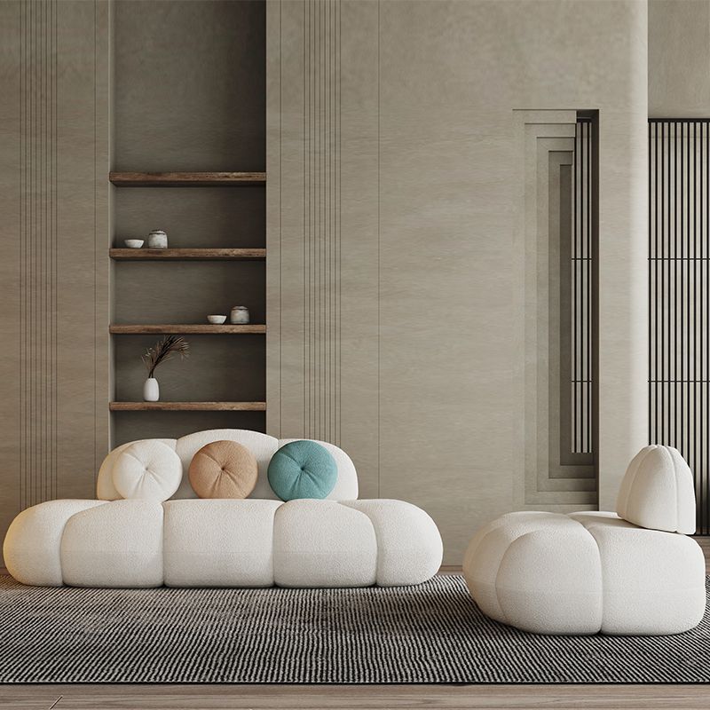 29.5 "H Sofá sin almohada de almohada de lana blanca contemporánea para el brazo para el brazo para apartamento