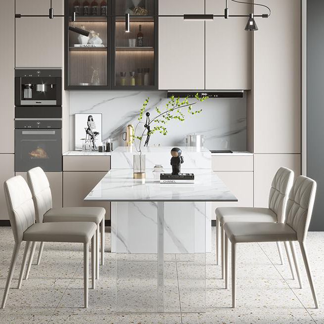 Moderner Stil Esstisch Sinterstein Rechtecktisch mit Acrylbasis