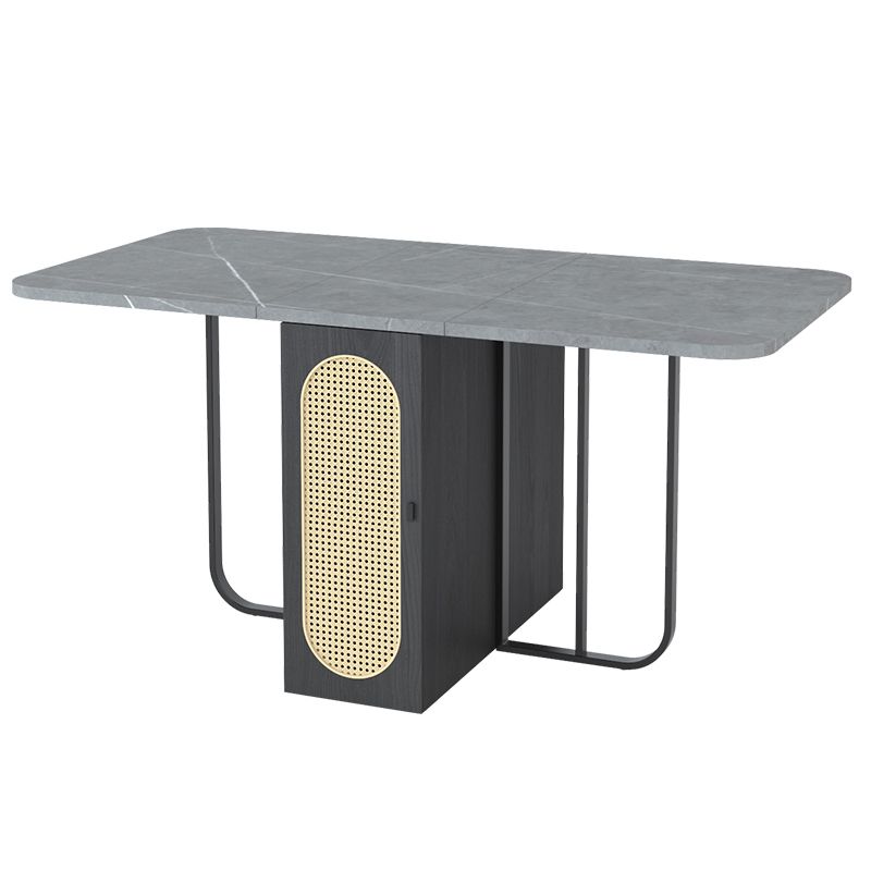 Foldable Wooden Top Dining Table Medieval Modern Rectangle Table with Storage Trestle Base Clearhalo ' dining_table' 'Dining Tables & Seating' 'Dining Tables' 'furn' 'furn_dining_table' 'Furniture' 'furniture_dining_table' 'Kitchen & Dining Furniture' 'kitchen&dining_furn' 'kitchen' 'kitchen_dining_table' 1200x1200_6de054e9-4d11-4888-9928-d166a10b54f8