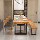 Pine Wood Top Dining Table Industrial Rectangle Table with Trestle Base in Black Clearhalo 'Dining Tables & Seating' 'Dining Tables' 'dining_table' 'furn' 'furn_dining_table' 'Furniture' 'furniture_dining_table' 'Kitchen & Dining Furniture' 'kitchen' 'kitchen_dining_table' 1200x1200_6de4845e-706d-49a4-8485-625c03831446
