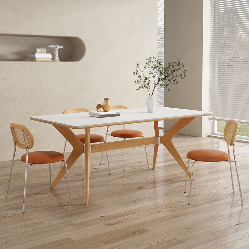 Steen top eettafel set met houten frame 1/4/5/7 stuks moderne dinette set voor thuis