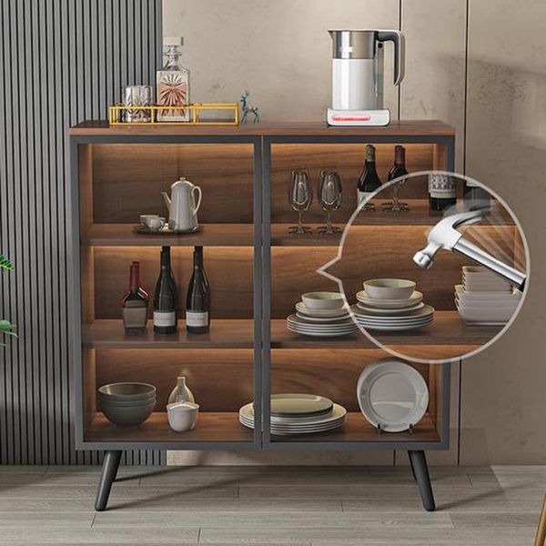 Modern Engineered Wood Sideboard 37.4"H Buffet Server with Glass Doors Clearhalo 'buffet_sideboard' 'Buffets & Sideboards' 'furn' 'furn_buffet_sideboard' 'Furniture' 'Kitchen & Dining Furniture' 1200x1200_6de6eb37-457b-430a-9dc8-ab7c8295c970