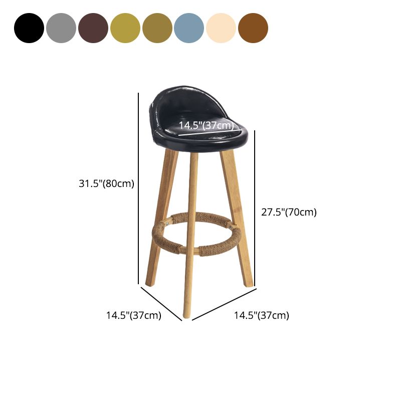 Contemporary Solid Wood Barstool Indoor Bar Stool with Footrest and Low Back Clearhalo 'Bar Furniture' 'Bar Stools' 'bar_stools' 'furn' 'furn_bar_stools' 'furniture_bar_stools' 'Kitchen & Dining Furniture' 'kitchen&dining_furn' 'kitchen' 'kitchen_furn' Furniture' 1200x1200_6debd0c7-0a3c-45d3-9974-34ed06c9af18