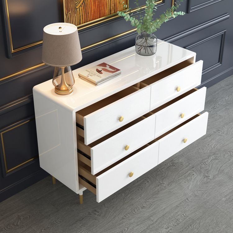 White-gold Buffet Table Wood Glam Style Kitchen Table for Dinning Room Clearhalo 'buffet_sideboard' 'Buffets & Sideboards' 'furn' 'furn_buffet_sideboard' 'Furniture' 'Kitchen & Dining Furniture' 1200x1200_6dec884c-e38c-4099-add6-41ac5aa8a902