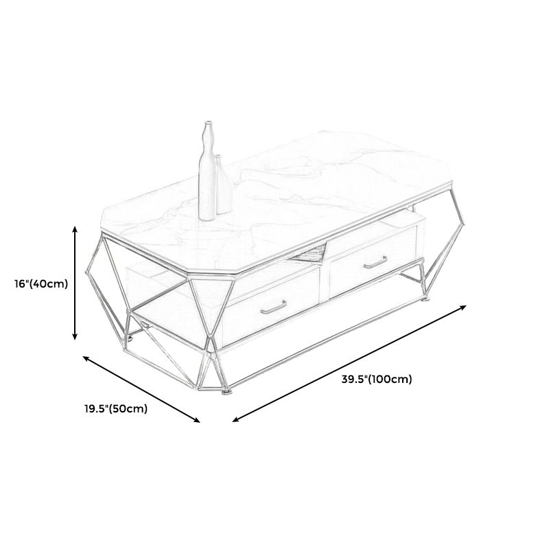 Modern Slate Geometric Coffee Table Gold Metal Frame Coffee Table with Storage Clearhalo 'Coffee & Accent Tables' 'Coffee Tables' 'coffee_tables' 'furn' 'furn_coffee_tables' 'Furniture' 'furniture_coffee_tables' 'Living Room Furniture' 1200x1200_6dee5551-76e6-464f-a051-5dcbad6b6672