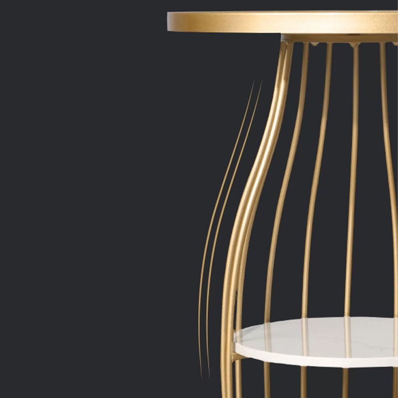 24.8 inch Tall Frame Metal Side Table with Shelf Glam Side End Table Clearhalo 'Coffee & Accent Tables' 'End & Side Tables' 'end_side_tables' 'furn' 'furn_end_side_tables' 'Furniture' 'Living Room Furniture' 1200x1200_6dee8cd2-302a-48ed-beb4-d6d3a274a5a9