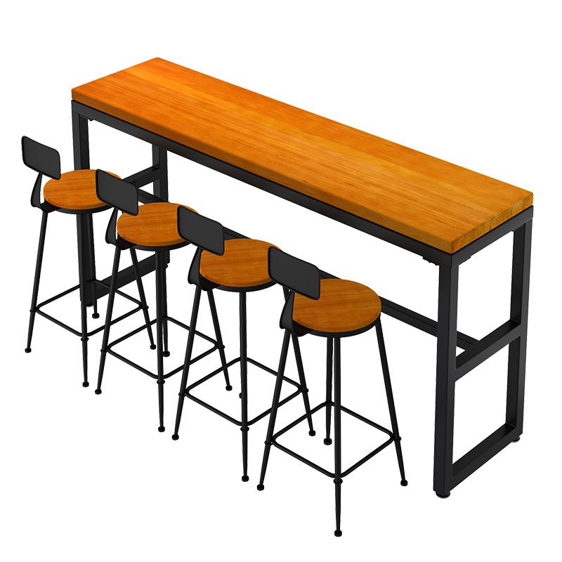 Dark Brown Modern Style Bar Table in Solid Wood and Metal Balcony Bar Table Clearhalo 'Bar Furniture' 'Bar Tables' 'bar_tables' 'furn' 'furn_bar_tables' 'Furniture' 'furniture_bar_tables' 'Kitchen & Dining Furniture' 1200x1200_6def2ed6-c59d-4b25-b2d4-cc5be781f833