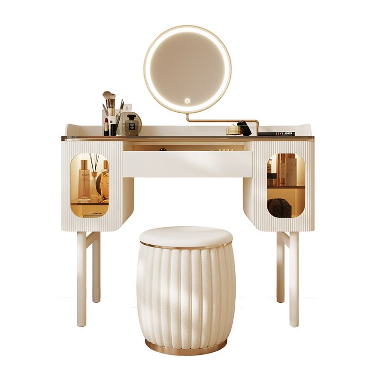 Tabouret de basse-coiffure de rangement de vanité de maquillage en verre ensemble avec tiroir