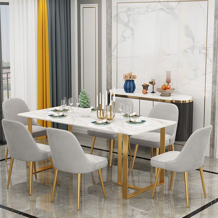 Iron and Slate Table Glam Style Home Living Room Rectangular Dining Table