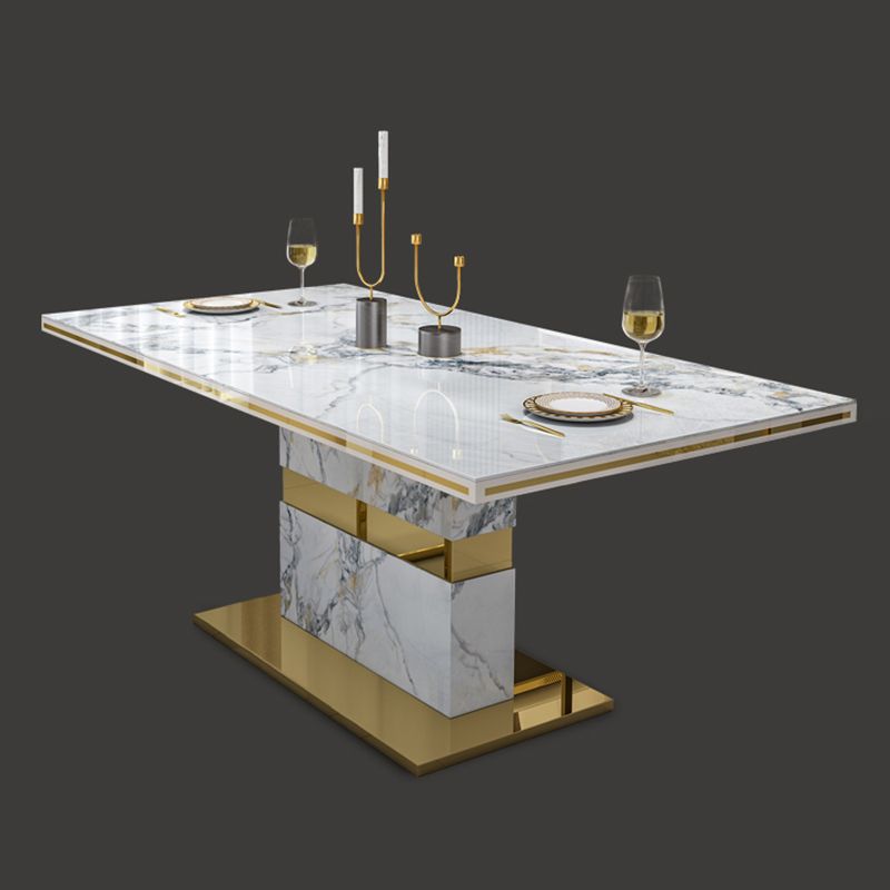 Luxury Sintered Stone Top Table Rectangle Table with Gold Pedestal Clearhalo 'Dining Tables & Seating' 'Dining Tables' 'dining_table' 'furn' 'furn_dining_table' 'Furniture' 'Kitchen & Dining Furniture' 1200x1200_6df26c51-ad38-454a-81ed-0a2bb0dff568
