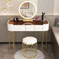 15.74" Wide Vanity Desk with 3 Storage Drawers  Glam Glass Dresser, Whit