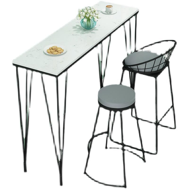 Mesa de comedor con tapa de piedra, mesa de comedor industrial con 4 patas negras
