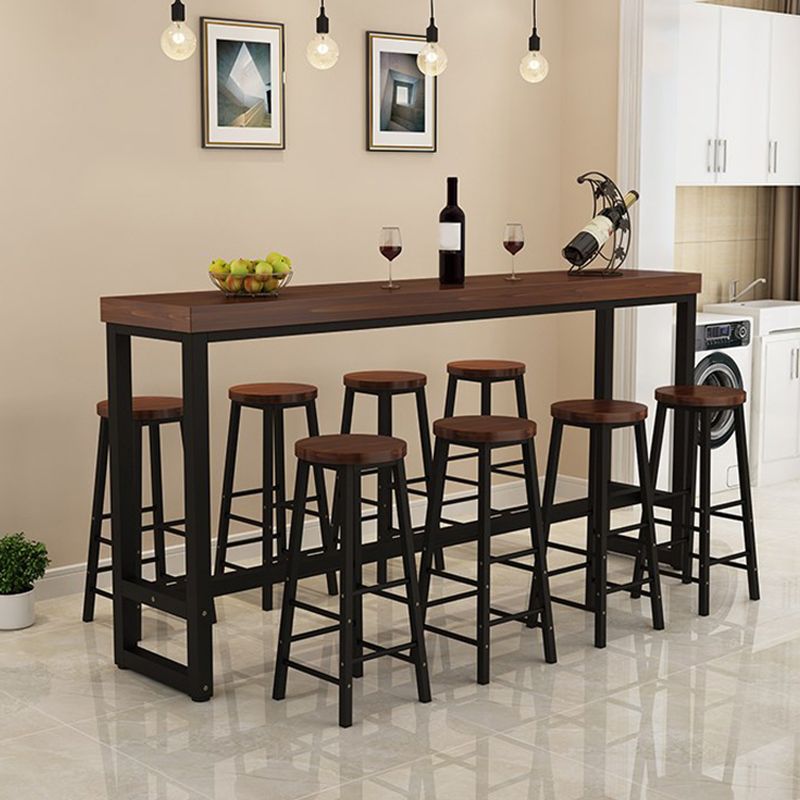 Iron Solid Wood Rectangular Table Industrial Style Home Bar Table Clearhalo 'Bar Furniture' 'Bar Tables' 'bar_tables' 'furn' 'furn_bar_tables' 'Furniture' 'Kitchen & Dining Furniture' 1200x1200_6df50f87-e769-4ddb-affa-2916af2db8bf