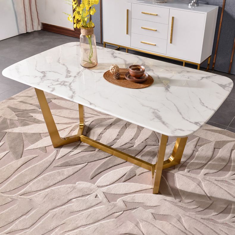 Metal Traditional Luxury Rectangular Table Sintered Stone Indoor Table with Trestle Clearhalo ' dining_table' 'Dining Tables & Seating' 'Dining Tables' 'furn' 'furn_dining_table' 'Furniture' 'furniture_dining_table' 'Kitchen & Dining Furniture' 'kitchen&dining_furn' 'kitchen' 'kitchen_dining_table' 1200x1200_6df5849d-6bb2-4ccc-b0b0-9f70867b757d