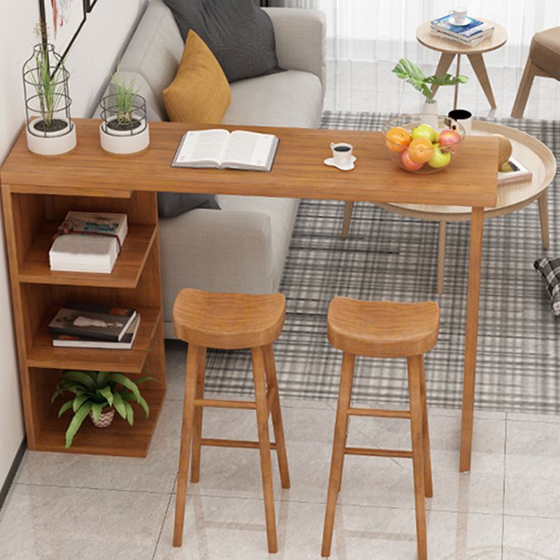 Modern Wood Pub Table with Rectangle Table Top Double Pedestal Table- 41.3" H Clearhalo 'Bar Furniture' 'Bar Tables' 'bar_tables' 'furn' 'furn_bar_tables' 'Furniture' 'furniture_bar_tables' 'Kitchen & Dining Furniture' 1200x1200_6df7ca2f-19af-4a31-8de5-be90b606d20f