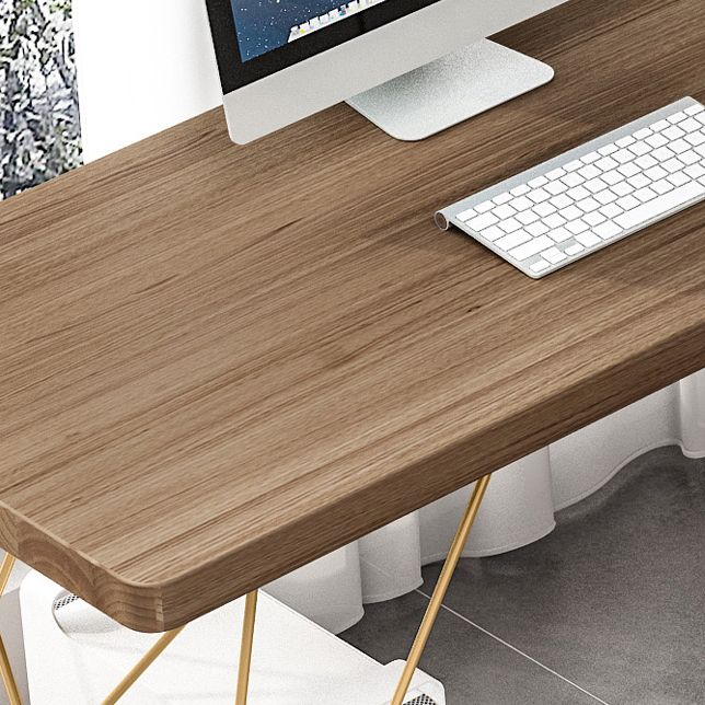 Glam Style Office Desk Solid Wood L-Shaped Desk with Gold Frame Clearhalo 'furn' 'furn_office_desk' 'Furniture' 'furniture_office_desk' 'Office Desks' 'Office Furniture' 'office_desk' 1200x1200_6df7e771-5871-4bad-9ce7-c4c80daabf46