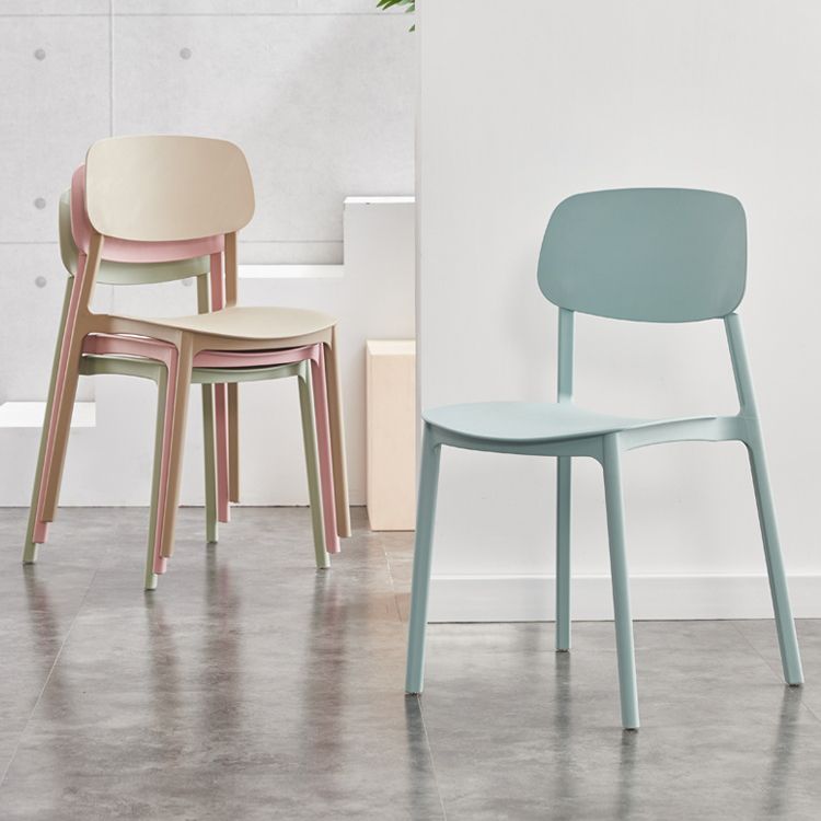 Open Back Armless Dining Chairs Plastic Stackable Dining Side Chair (Set of 4) Clearhalo ' kitchen&dining_furn' 'Dining Chairs' 'Dining Tables & Seating' 'dining_chair' 'furn' 'furn_dining_chair' 'Furniture' 'furniture_dining_chair' 'Kitchen & Dining Furniture' 'kitchen' 1200x1200_6dfb0e13-4b4e-4713-9409-25a0612a2012