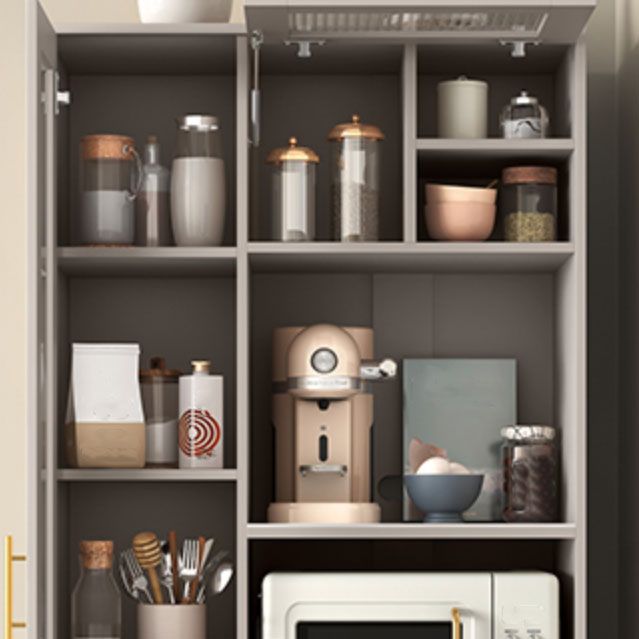 Ultra Modern Dining Hutch Glass Doors Faux Wood Storage Cabinet for Dining Room Clearhalo 'Display & China Cabinets' 'display_china_cabinets' 'furn' 'furn_display_china_cabinets' 'Furniture' 'Kitchen & Dining Furniture' 1200x1200_6dfd1248-9488-4441-b7ce-1624316e87f6